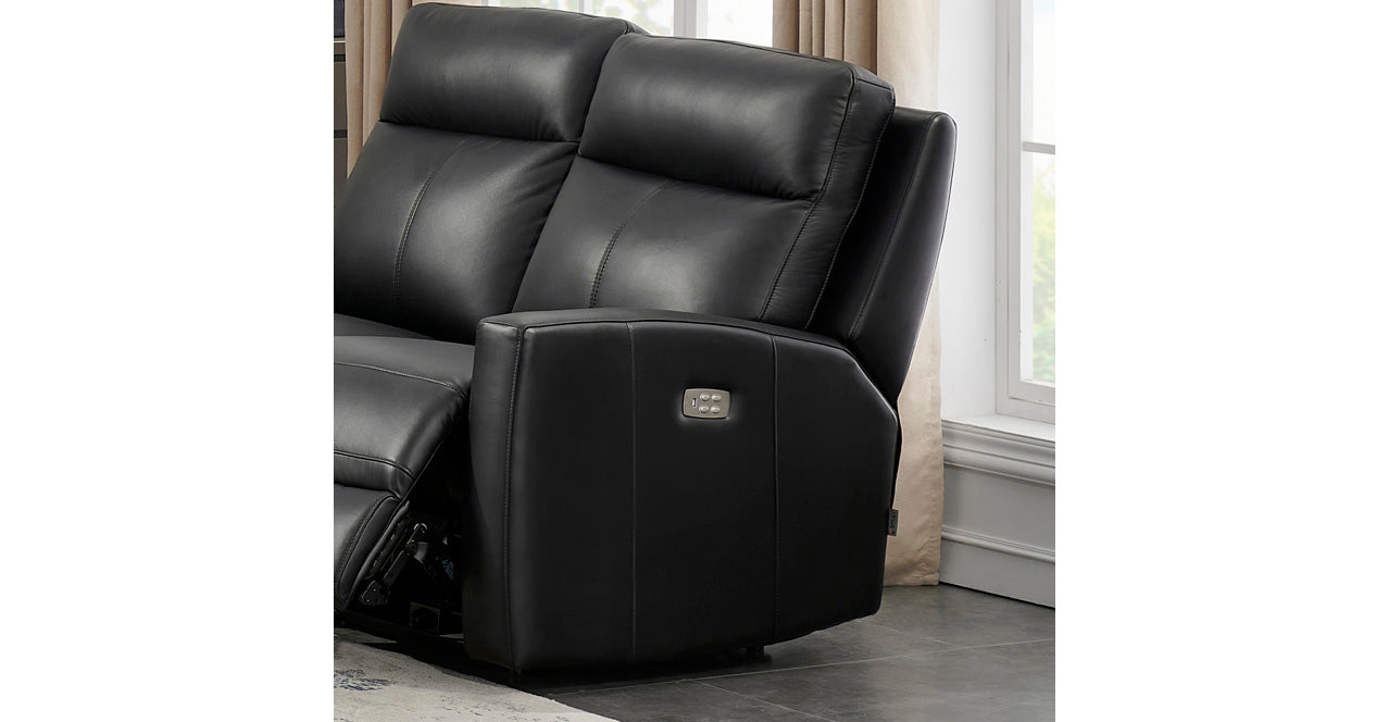 Vienna Power Headrest Leather Recliner, Black